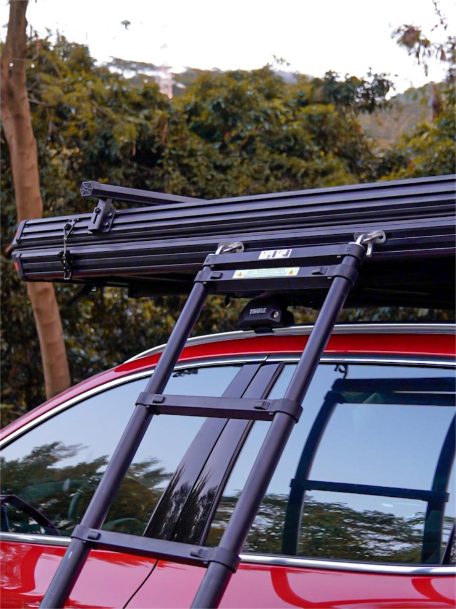 Clever hardshell rooftop tent doubles as a breezy cabana with a view